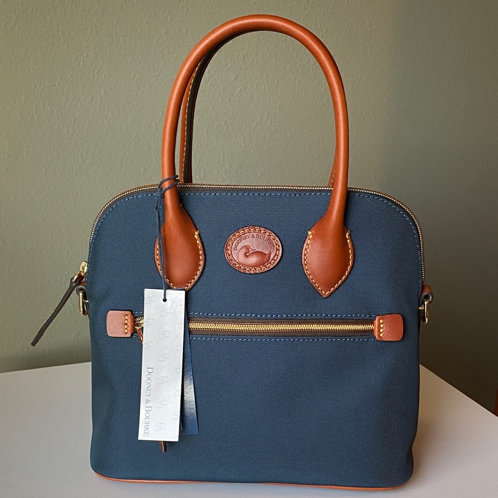 Dooney & Bourke Navy Blue and Brown Satchel